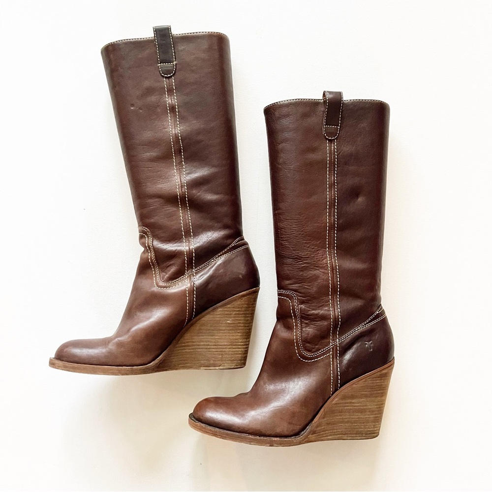 Frye Caroline Campus Wedge Boots, 9M